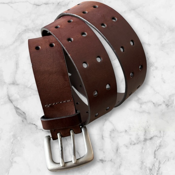 Dark Brown Leather Belt Size Medium - Picture 1 of 8